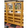 Image 1 : 2 DOOR WOOD/GLASS CABINET H-70" W-14.5" L-45.5"