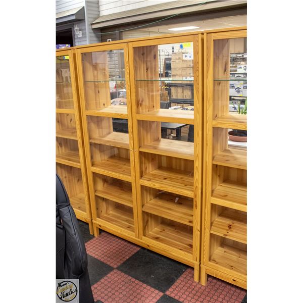 2 DOOR WOOD/GLASS CABINET H-70" W-14.5" L-45.5"