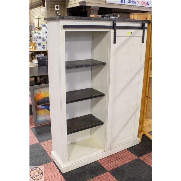 CARRIAGE HOUSE BARN DOOR BOOKCASE FEATURING