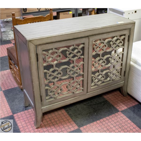 GREY-WASH 2-DOOR CABINET/HUTCH WITH