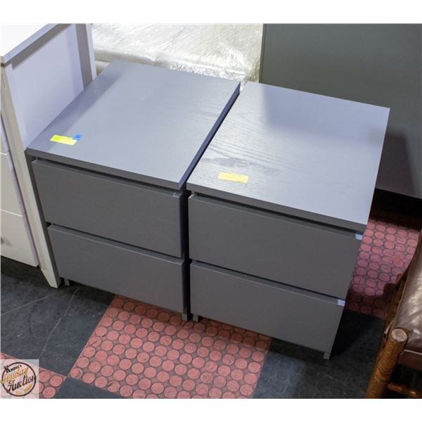 SET OF 2 SOLID WOOD GREY WASH SIDE TABLES