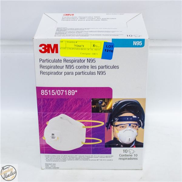 3M N95 UNOPENED BOX OF 10, #8515.