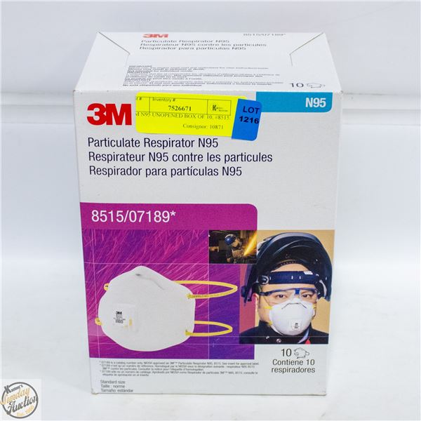 3M N95 UNOPENED BOX OF 10, #8515.