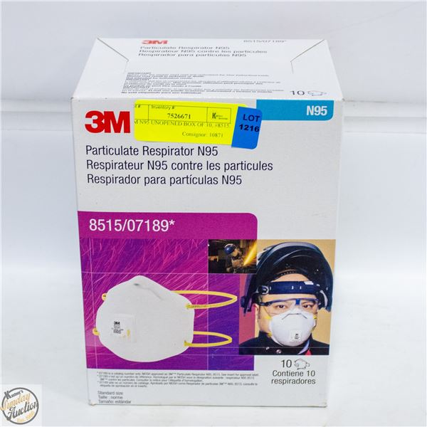 3M N95 UNOPENED BOX OF 10, #8515.