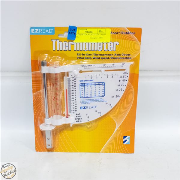 THERMOMETER, RAIN GAUGE, WIND SPEED,