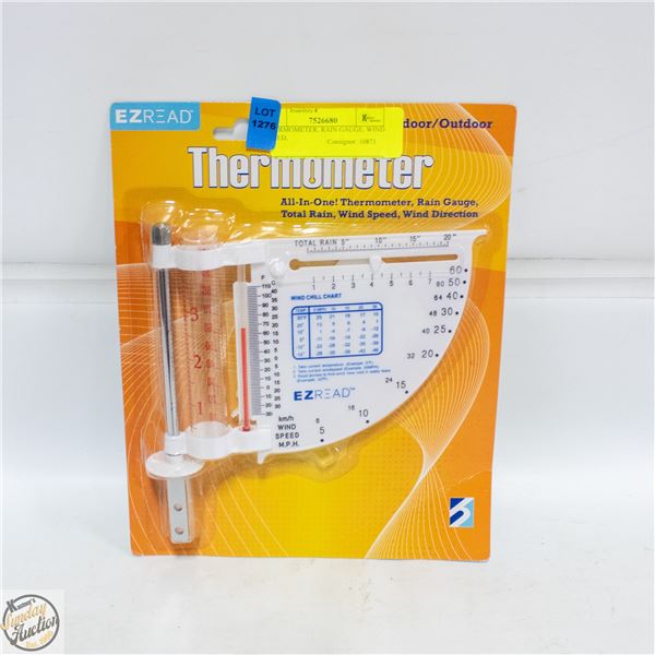 THERMOMETER, RAIN GAUGE, WIND SPEED,