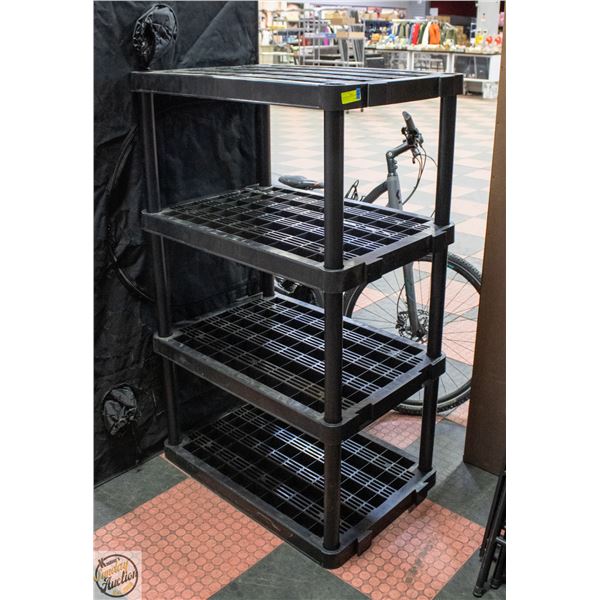 BLACK 4 TIER RESIN SHELVING UNIT H-56.5"X24.5"X36"