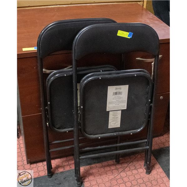 2 FOLDING BLACK CHAIRS - MINOR SURFACE DAMAGE