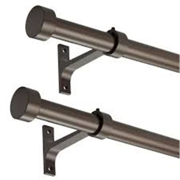 BRAND NEW 2PK CURTAIN ROD ADJUSTABLE 48-84" BRONZE
