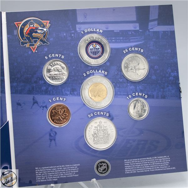 2008 COMMEM. OILERS COLOURED $1 7 COIN SET