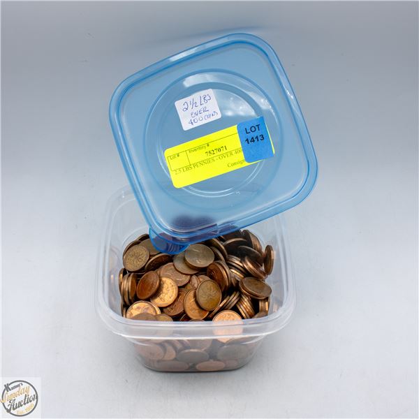 2.5 LBS PENNIES - OVER 400 COINS