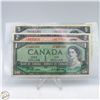 Image 1 : 1954 LOT OF 3 - ONE, TWO, FIVE DOLLAR BILLS
