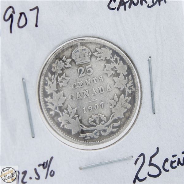 1907 92.5% SILVER 25 CENTS
