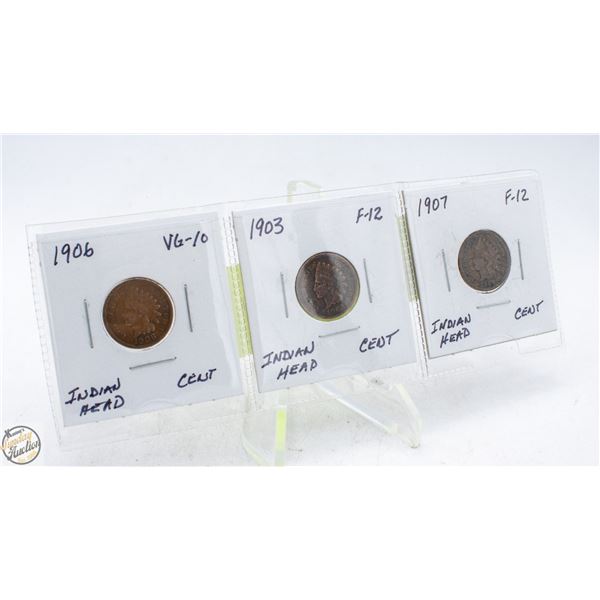 LOT OF 3 INDIAN HEAD CENTS