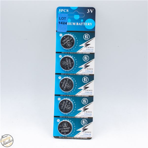 PACK OF 5 CR2032 LITHIUM BATTERIES