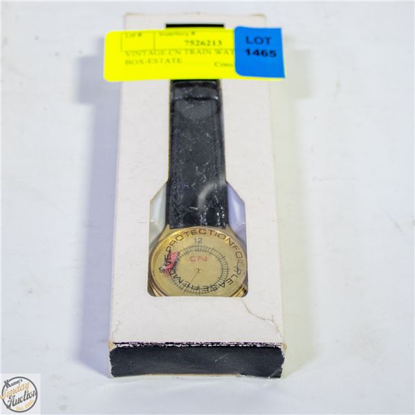 VINTAGE CN TRAIN WATCH IN BOX-ESTATE