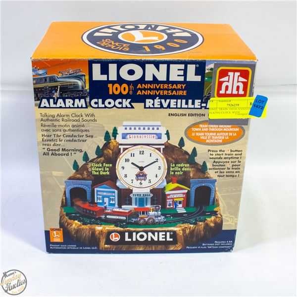 LIONEL TRAIN 100TH ANNIVERSAY TALKING CLOCK WITH