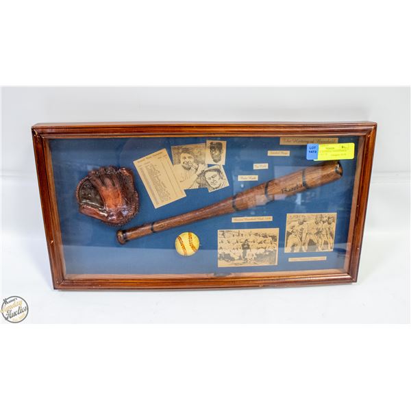 VINTAGE BASEBALL SHADOWBOX 21” W 11”H 1” D