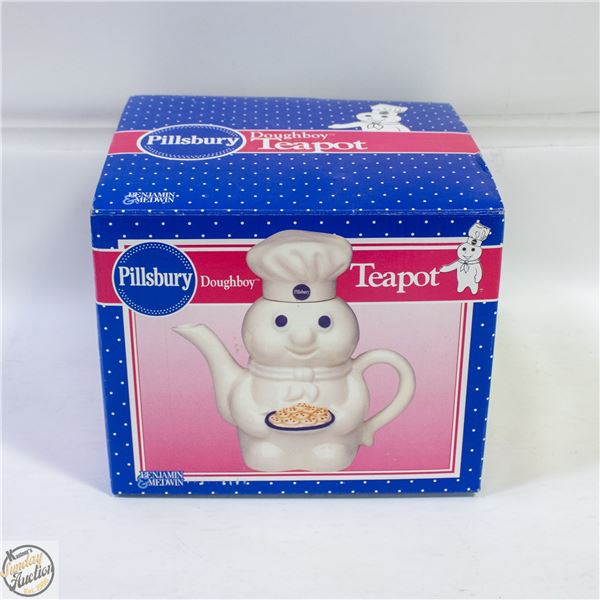 1998 PILLSBURY DOUGH BOY TEAPOT IN BOX -ESTATE