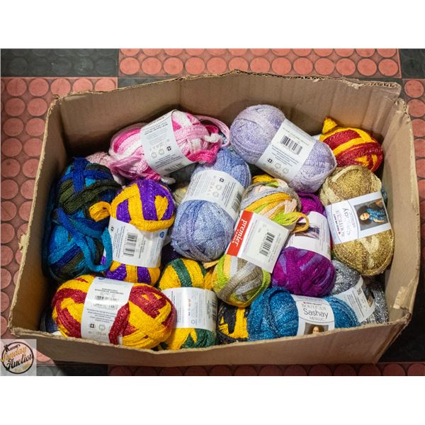 BOX OF APPROX 38 SKEENS YARN