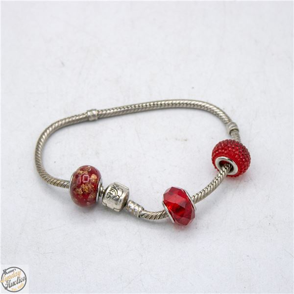 925 SILVER PARIS PANDORA-STYLE 3 CHARM BRACELET