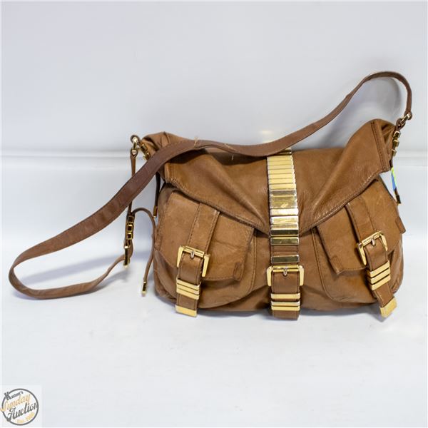 GENUINE MICHAEL KORS BROWN LEATHER CROSSBODY BAG