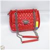 Image 1 : GENUINE NINE WEST CORAL RED HANDBAG W/METAL CHAIN