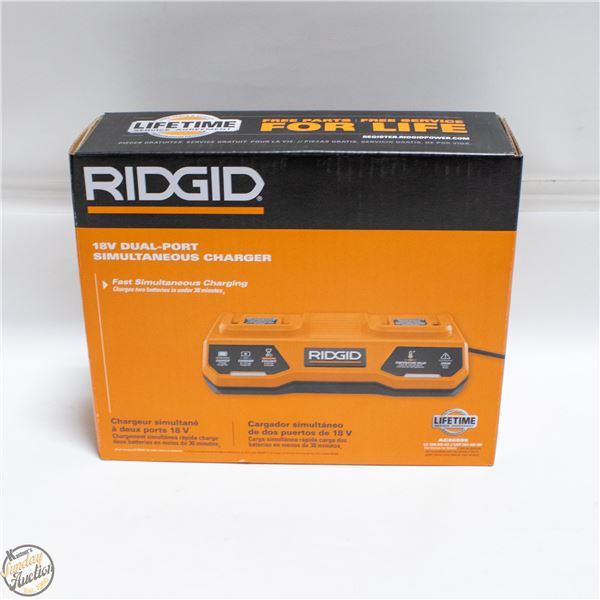 NEW RIDGID 18 VOLT DUAL-PORT FAST CHARGING