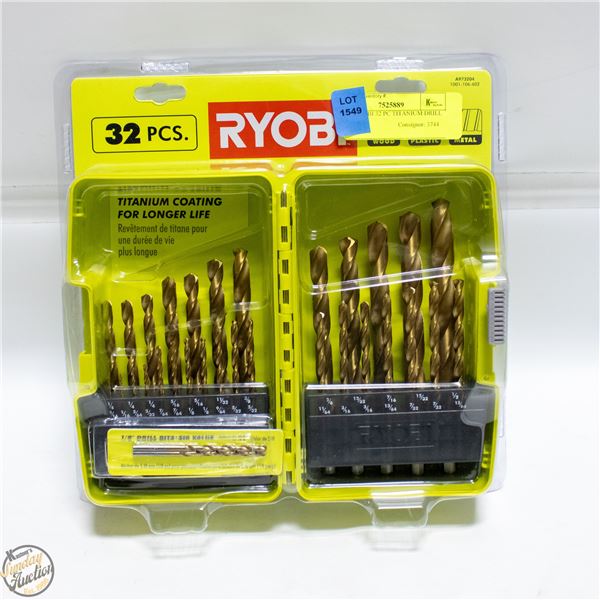NEW RYOBI 32 PC TITANIUM DRILL BITS