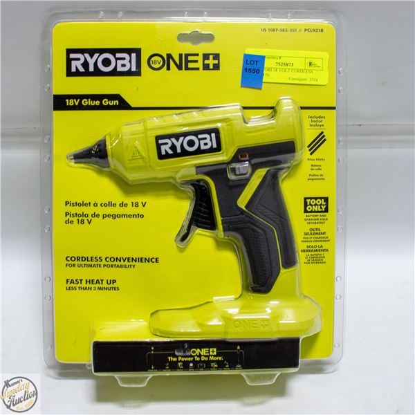 NEW RYOBI 18 VOLT CORDLESS GLUE GUN