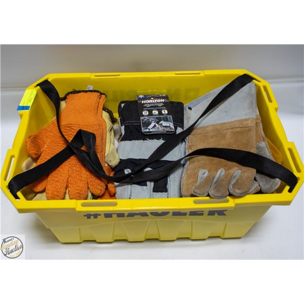 BIN WITH 30 + PAIRS OF GLOVES