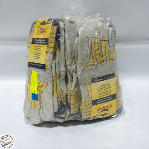 12 PAIRS OF CONDOR LEATHER WORK GLOVES O/S