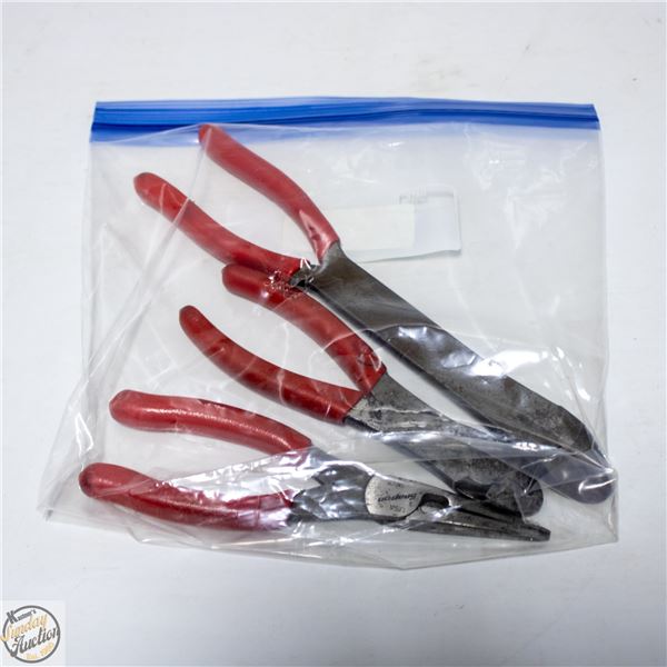 SNAP ON 1 LONG NOSE AND 2 DIAGONAL CUTTERS SET