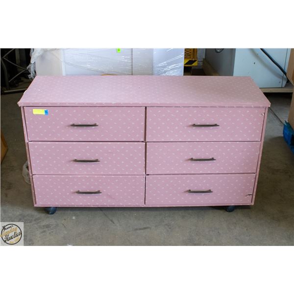 6 DRAWER DRESSER FLORAL PINK WRAPPED WITH