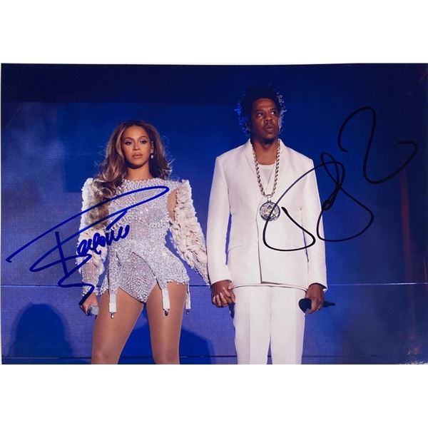 Jay-Z and BeyoncÃ© facsimile signed photo