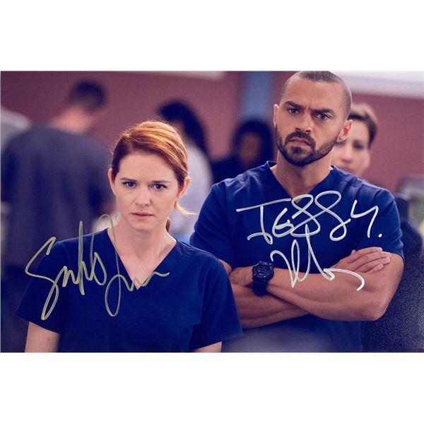 Grey's Anatomy Jesse Williams and Sarah Drew facsimile signed photo