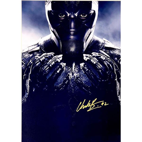 Black Panther Chadwick Boseman facsimile signed movie photo