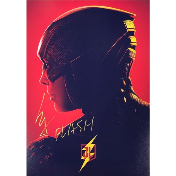 Justice League Ezra Miller facsimile signed  movie photo
