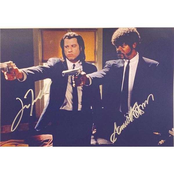 Pulp Fiction John Travolta and Samuel L. Jackson facsimile signed  movie photo