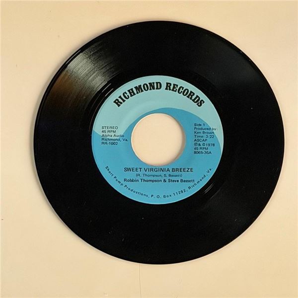 Robbin Thompson and Steve Bassett Sweet Virginia Breeze 45 Album