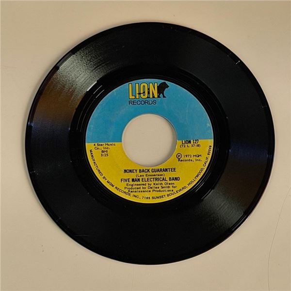 Five Man Electrical Band Money Back Guarantee 45 Album