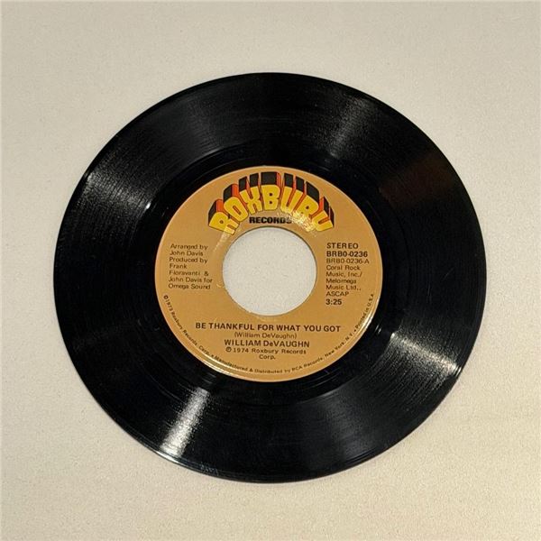 William DeVaughn Be Thankful for What You Got 45 Album