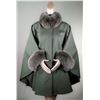 Image 3 : ALASKA FUR GALLERY:  Black Italian Loro Piana 100% Super Fine Wool Cape with Fox fur Collar and Trim