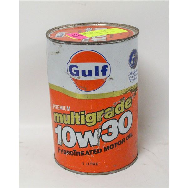 VINTAGE GULF OIL CAN FULL