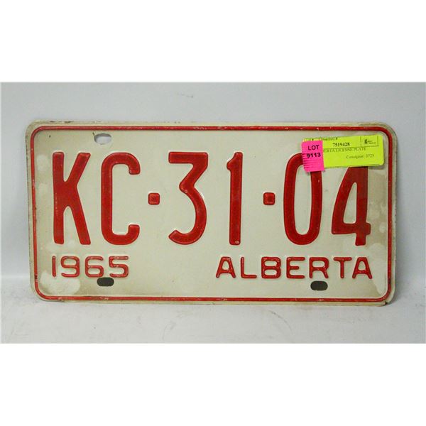 1965 ALBERTA LICENSE PLATE