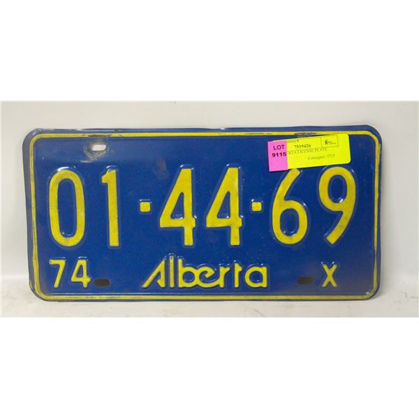 1974 ALBERTA LICENSE PLATE