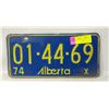 Image 1 : 1974 ALBERTA LICENSE PLATE