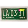 Image 1 : 1968 ALBERTA LICENSE PLATE