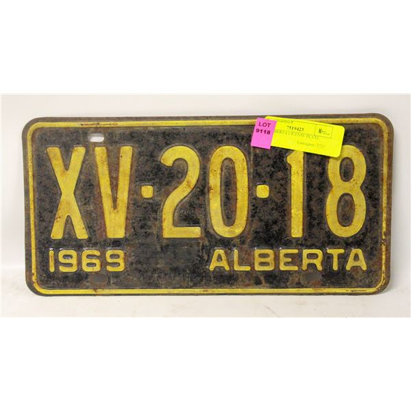 1969 ALBERTA LICENSE PLATE
