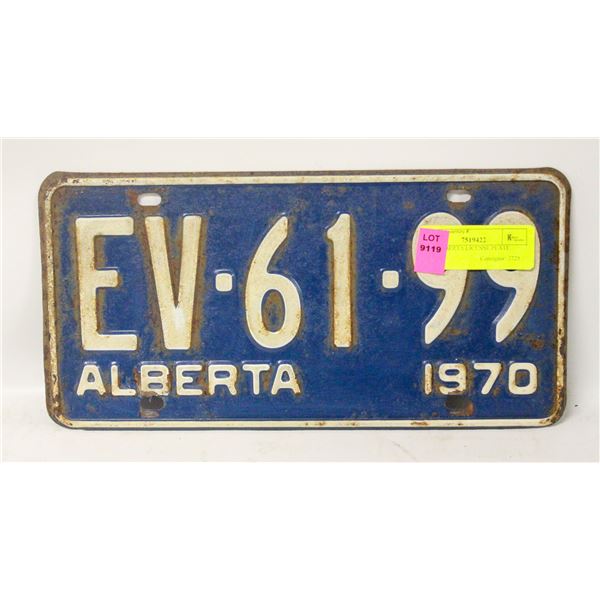 1970 ALBERTA LICENSE PLATE
